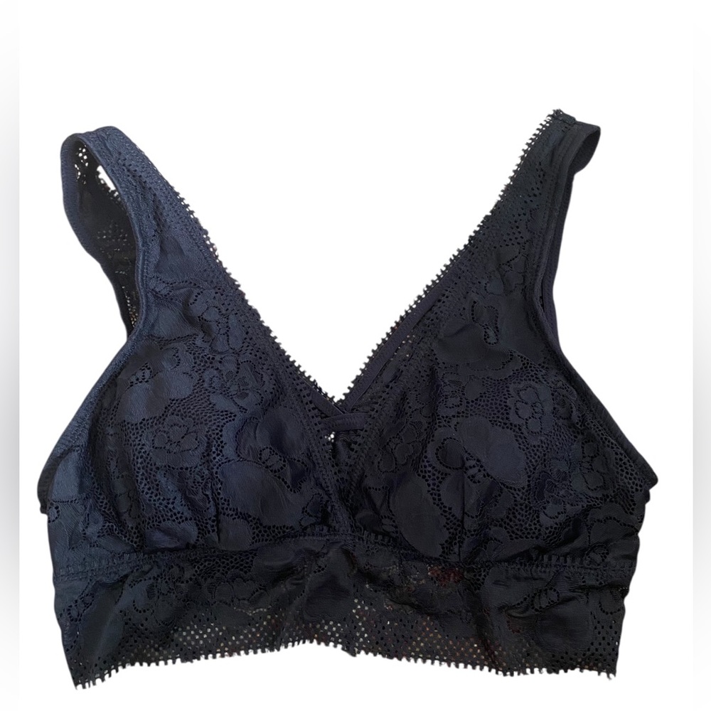 Aerie Black Lace Mesh Bralette Bra Large